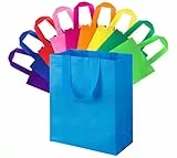 JOYELL 30 Stück mittelgroße Geschenktüten, wiederverwendbare Geschenktüte mit Henkel für Partygeschenke, Geburtstag, Hochzeit, Weihnachten (10 Farben, 25.4x19x10.4cm)
