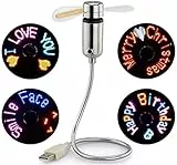 Justup USB-programmierbarer Ventilator, Mini USB LED-Fan-Message-Desk-Fan mit flexiblen Gooseneck-Nachricht programmierbare RGB-LED-Display-Speicherfunktion für PC-Laptop (RGB)
