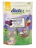 Alete bewusst Obsties Heidelbeere Banane mit Joghurt, ab 3 Jahren, gefriergetrocknete Bio-Fruchtchips, Früchte-Snack für Kinder, verzehrfertig im verschließbaren Beutel, 20 g