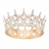 DRESHOW Volle Runde Mädchen Tiara Königin Krone Damen Brautkrone Diadem Kristall Barock Tiara Sparkly Strass Prinzessin Karneval Kopfschmuck für Hochzeit Prom Geburtstag Party