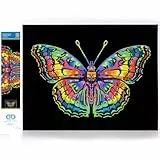 DIAMOND DOTZ 2594366 Original 5D Diamond Painting Set, Neon Schmetterling, mit Neonfarben und Samt, DIY Diamant Malerei Bilder für Erwachsene und Kinder ab 12 Jahren, Intermediate
