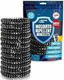 Active Era Mückenschutz Armband (12 Stk), Mückenabwehr Outdoor, Camping - Mückenarmband für Kinder & Erwachsene - Natürlicher Anti Mücken Schutz, Wasserfest, 10 Tage Schutz, 100% DEET frei - Schwarz