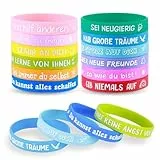 HOKYYCC 24 Stück Deutschland Motivationsarmbänder Kinder, 18cm Silikon Armband Kinder, kleine geschenke für kinder, Abschiedsgeschenk Schüler Grundschule