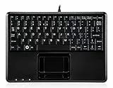 Perixx PERIBOARD-510HPLUS, Super Mini Tastatur schnurgebunden mit Touchpad und USB Hub - US English Layout - schwarz