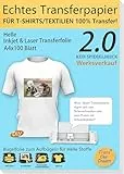 TransOurDream ECHTE Inkjet/Laser Transferfolie Transferpapier,A4X100 Blatt+10 Silikonpapier,Bedruckbare Bügelfolie für helle T Shirts/Textilien,transfer paper