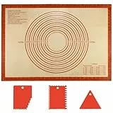 Silikon Backmatte - 70×50 cm Antihafte Rutschfeste Backunterlage mit 3 Teigschaber, Antihafte Backunterlage mit Messung Rutschfeste, Silikonmatte Wiederverwendbar Backblech für Fondant, Pizza, Teig