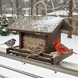 Zeqeey Vogelfutterstation aus Holz große Kapazität hängende Vogelfutterautomat Oberflächenbehandlung Vogelfutterspender mit an Geländern Zäunen und Balkonen befestigbar