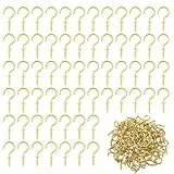 Amaxiu 100 Stück kleine Metall Schraubhaken, 1/2 Zoll Schmuckhaken Lichterketten Schlüsselhaken Mini Schrauben Deckenhaken Hängepflanzen Kunstornamente Tassen Weihnachtsdekoration(Gold)