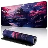 Yimomoyi Mouspad XXL, 80x30CM Gaming Mauspad, großes Mouspad mit Genähten Kanten, Verlängertes Großes, Gaming Mausepad mit rutschfeste Gummibasis(05-Sakura)