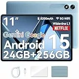 Blackview Tablet 11 Zoll Android 15 Gemini AI, 24GB RAM + 256GB ROM (2TB TF)/8200 mAh Akku/1920 * 1200 FHD IPS Widevide L1/Face ID/PC Mode/Octa-Core Gaming Tablet mit Hülle