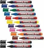 edding 300 Permanentmarker -10 Farben - 10 Stifte - Rundspitze 1,5-3 mm - wasserfest, schnell-trocknend - wischfest - für Karton, Kunststoff, Glas, Holz, Metall, Glas (Sortiert, 12 Stifte)