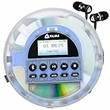KLIM Nomad Transparent – Neuheit – tragbarer CD-Player – integrierter Akku mit langer Lebensdauer – Kopfhörer KLIM Fusion, MP3, CD, TF-Player, tragbares Mini-Radio, Bluetooth – für das Auto