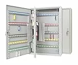 Wedo Schlüsselschrank – Key Cabinet für 200 Schlüssel, pulverbeschichtetes Stahlblech, Sicherheitsschloss mit 2 nummerierten Schlüsseln, verstellbare Hakenleisten, wandmontierbar