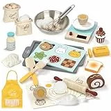 Lehoo Castle Spielküche Zubehör Holz, Kinderküche Zubehör, Mädchen Geschenke 3 Jahre, Backset Kinderküche, Küchenzubehör Kinder, Holzspielzeug, Spielzeug ab 3 Jahre