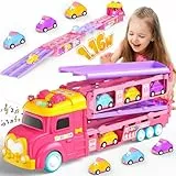 Hot Bee Spielzeug ab 2 3 4 5 Jahre Auto Spielzeug Kinder LKW Auto Spielzeugautos Transport Truck Rennbahn Kinderspielzeug Kleinkindspielzeug Alter 3-6 Jahre Geburtstag Geschenke Mädchen