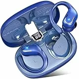 Bluetooth Kopfhörer Sport, In Ear Kopfhörer Bluetooth 5.4 mit 4 ENC Noise Cancelling Mic, 75Std Wireless Earbud Immersiver Stereo, IP7 Wasserdicht In Ear Ohrhörer mit Ohrhaken, LED Anzeige, USB-C,Blau