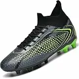 situkeke Fußballschuhe Herren Fussballschuhe Jungen Kinder Kunstrasen High Top Stollen Spikes Turf Trainer Fußball Stiefel Football Schuhe,Black,EU34