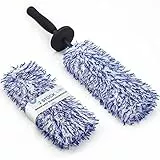 Toripor Mikrofaser Auto Felgenbürste extra dünn - Mit Weich Ersatz Bürstenbezug, Lang Felgen Reinigung Bürste Car Wheel Cleaning Brush für Schonenden Kratzfreien Profi Alufelgen Wäschen & Pflege