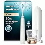 Philips Sonicare DiamondClean 9000 elektrische Zahnbürste, Schallzahnbürste mit App, Drucksensor, 4 Putzmodi, 3 Intensitätsstufen, Ladeglas und USB-Reiseetui, Roségold, Modell HX9911/94