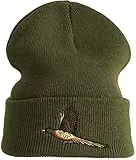 Baddery Jäger Beanie - „Fasan“ - Bestickte Strickmütze für Herren & Damen - Warme Wintermütze (One Size - Grün)