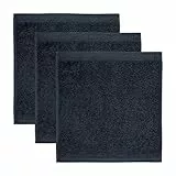 möve Superwuschel Seiftuch 30 x 30 cm aus 100% Baumwolle, dark grey 3er Set
