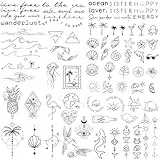 HOKYYCC 3 Bögen Temporäre Tattoos, Tatoo Temporäre 2 wochen, 130 Stück Tattoos Erwachsene, 80+ verschiedene Meeresthemen Fake Tattoo, Wasserfeste Tattoo-Aufkleber, Geeignet für Feiertagspartys usw