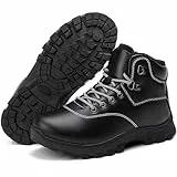ricema Winterschuhe Damen Herren Winterstiefel Warm Gefüttert Schneestiefel Leicht Wasserdicht Wanderschuhe Trekkingschuhe Rutschfest Stiefel Winter Boots,Schwarz 43 EU