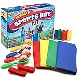 KreativeKraft Outdoor Spiele für Kinder Set Kindergeburtstag Spiele für Draußen Party Wurfspiele Gartenspiele Eierlauf Spiel Sackhüpfen Ringe (Kit für den Sporttag)