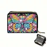 DCIDBEI Diamond Painting Geldbörse für Damen Mittelgroß Portemonnaie Diamant Painting Portmonee mit Kartenfächern Münzfach Schmetterling