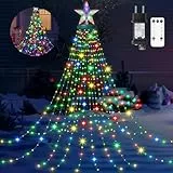 HELESIN Lichterkette Weihnachtsbaum, 8 Modi Timer Christbaumbeleuchtun, 410 LED Tannenbaum Lichterkette mit Ring und 16 Girlanden, Weihnachtsbeleuchtung Außen für 150cm-250cm Baum Deko（Mehrfarbig）