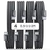 LISEN 60W USB C Kabel, [4er Pack, 0,5M 1M 1M 2M] USB C auf USB C Kabel Set, PD 3.0 Schnellladekabel USB C für iPhone 16 Ladekabel,Switch 2,iPhone 15, Samsung Galaxy S25, Pixel, MacBook Air 17, iPad