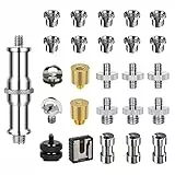 Homeet 26 Stück Kamera Schraube 1/4' auf 3/8' Gewindeschraube Zollschrauben Kamera Stativgewinde Adapter Schraube, Camera Screws Komplett für Kugelkopf, Stativ, Einbeinstativ, Schnellwechselplatte