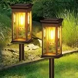 Chedin Solarlampen für Außen Garten,2 StüCk Wasserdicht Solarleuchten für Außen, Auto EIN/AUS Led Solar Fackeln beleuchtung Gartenleuchten, Balkon,Gärten,Pfad, Rasenflächen, Warmweiß Wolfram (2p)