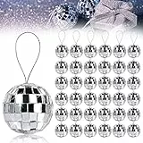 Spiegelkugel Discokugel, Vegena 36 Stück Silber Spiegelkugel 3cm Disco Kugel Disco Ball Mirrorball Hängekuge für Party Geburtstag Hochzeit Dekoration Lichteffekt