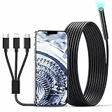 Endoskopkamera mit Licht, Aopick 3-in-1 Endoskop-Kamera Handy 1080P HD Ip67 Wasserdichtes Inspektionskamera Kanal mit 6 Einstellbaren LED Licht für Android & iOS Tablet (9.84FT/3M)