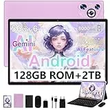 Dghrti Tablet 10 Zoll Android, 22GB RAM 128GB ROM/TF 2TB, Octa-Core Prozessor, 8000mAh, BT5.0, 8MP+5MP, Dual WLAN, Face ID, Widevine L1, Augenschutz, Tablet mit Tastatur & Maus Metallkörper, Lila