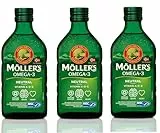 Möller's Omega 3 Lebertran | Nahrungsergänzung mit EPA, DHA, Vit A, D und E | Hochreiner natürlicher | 165 Jahre alte Marke | Superior Taste Award | Neutraler Geschmack | 250 ml x 3