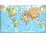 Groß Weltkarte Poster - Politischen Weltkartenposter - Aktualisiert 2025 - Laminiert - 201 x 116,5 cm - Maps International