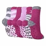 WOTENCE Kuschelsocken Stoppersocken Damen Flauschige Wintersocken Warme Slippersocken Bettsocken Haussocken 6 Pairs (Lila)