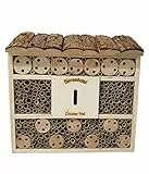 Dehner Natura Premium Insektenhotel Andrena, Insektenhaus / Nistkasten für Bienen/Schmetterlinge/Käfer, ca. 29.5 x 9.5 x 28.5 cm, Kiefern-, Tannenholz/Bambus/Sperrholz, natur