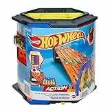 Hot Wheels HGK41 - Rollout Raceway Trackset, lässt Sich zu Einer fünfspurigen Rennstrecke ausrollen, Aufbewahrungsbehälter, Spielzeug Autorennbahn für Kinder ab 4 Jahren