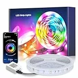 Mexllex LED Strip 5m, RGB LED Streifen, Farbwechsel LED Band mit IR Fernbedienung und APP, Led Lights Dimmbar Musik Sync, LED Beleuchtung für TV Zuhause, Schlafzimmer, Küche, Decke, Party