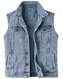 Harbrosrce Classics Herren Weste Denim Vest Ärmellose Jeansweste Cowboy Jacke Motorradweste Bikerweste für Männer Casual Freizeitweste
