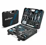 ENVENTOR Werkzeugkoffer Gefüllt 280 tlg - Haushalts Werkzeug-Set, Werkzeugkasten mit Schraubendreher Set, Hammer, Zange und Ratsche Steckschlüsselsatz, Werkzeugkiste für Haushalt DIY, Autos, Garage