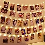 120 LEDs Fotoclips Lichterkette, Warmweiß 40ft Lichterkettes mit 52 Klammern und 12 Haken an der Wand, Timer 8 Modi USB Batteriebetrieben Foto Lichterkette für Bilder,Zimmer, Weihnachten, Hochzeiten