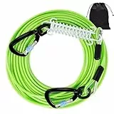 Hofleine Für Hunde, 3m Hofleine Tie Out Leinen, Tie Out Cables Für Hunde mit Schraubverschluss, Hofleine Tie Out Leinen mit Stoßdämpfender Feder bis 1000LBS, Hofleine Leine Bissfest Für Camping