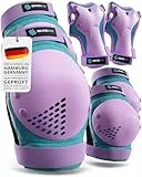 SKATEWIZ Protektoren Kinder - Knieschoner Kinder - Schoner Inliner Knieschützer - Schützer Inliner - Knie und Ellenbogenschützer - SMASH Größe S Blau Violett