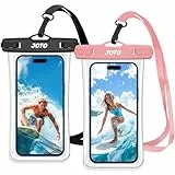 JOTO 2 Stück Wasserdicht Handyhülle,Unterwasser Hülle IPX8 Waterproof Handytasche für 7' iPhone 16 15 14 13 12 11 Pro Max/Samsung Galaxy S23 Ultra S22 A54 und Weiteren bis 7 Zoll -Schwarz/Rosa