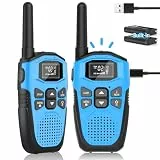Walkie Talkie Kinder Aufladbar mit Eingebauter Li-Ion Akku,NXGKET Walki Talki 2er Set Spielzeug für MäDchen Jungen Ab 5 Jahre,16 KanäLe Funkgeräte mit Taschenlampe für Draussen Spiele,Camping,Wandern