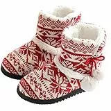 TQGOLD® Hausschuhe, Damen, Winter, warm, Plüschfutter, Hausschuhe, Hausschuhe, rot, 39/40 EU